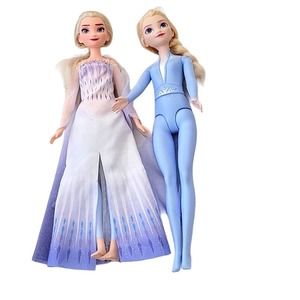 Disney Frozen Two Elsa Dolls Hasbro 2016 in Dress Mattel 2022 with Cape 11"